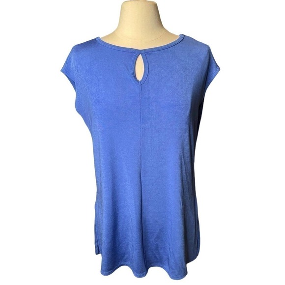 Chico's Tops - Chico’s Travelers Blue Keyhole Tunic Top Size 1 (US Size 8-10) Medium Slinky